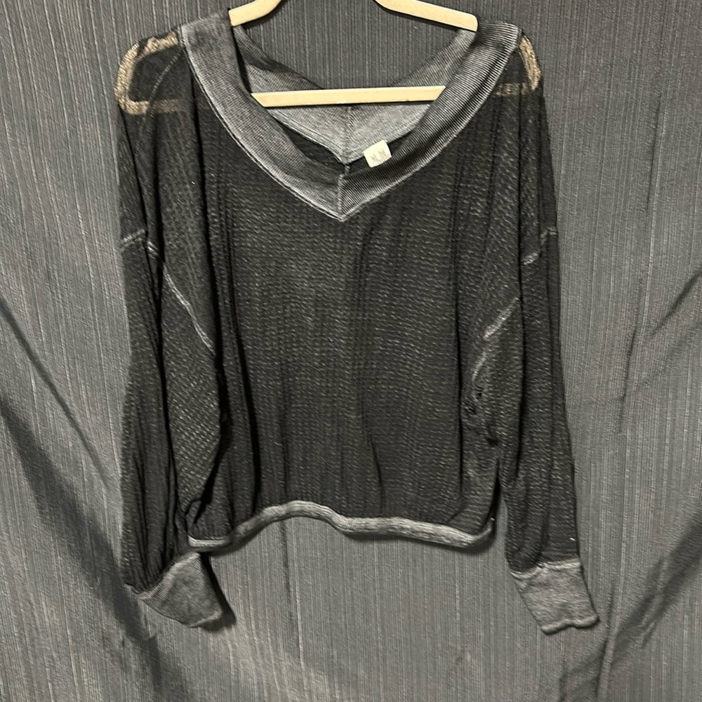 We‎ The Free People Womens Long Sleeve Soft Top Black Sz S / W-4